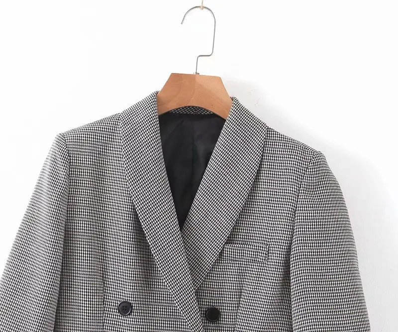 

Sfj1023-Europe And America WOMEN'S Dress Autumn New Style Thousands of Birds Pattern Suit Jacket 05906947004