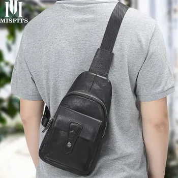 

Quenya genuine leather men crossbody bags casual chest bags travel vintage messenger bag man shoulder bag with zip phone packet