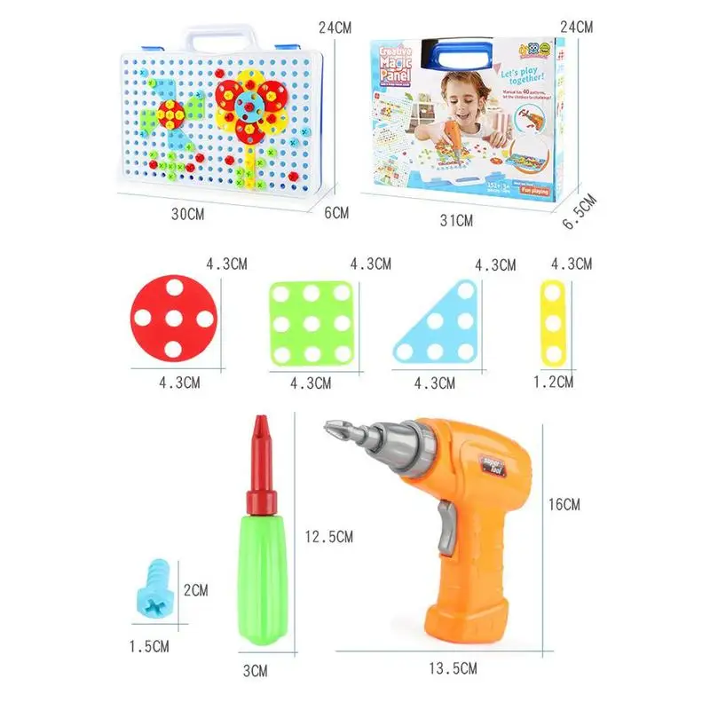 240 шт детские электрические дрели 3D стерео Toolbox строительный блок игрушка дрель демонтаж сборный пазл обучение маленьких детей игрушка