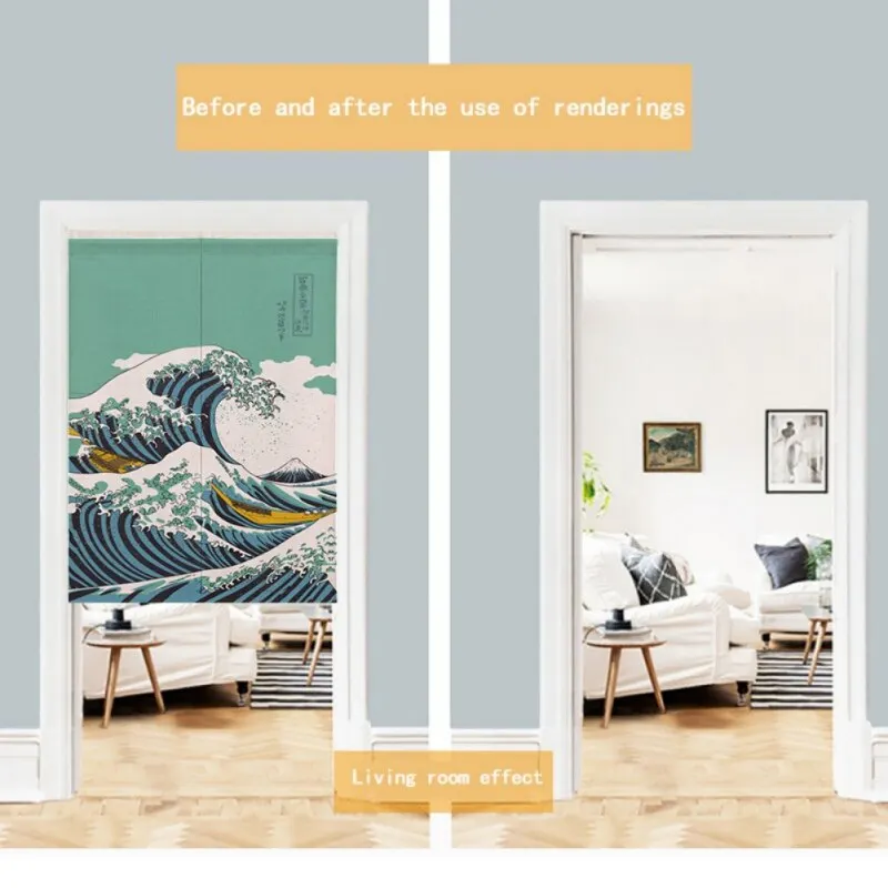 Japanese Style Doorway Curtain Cotton And Linen Printed Hanging Tapestry For Home Decoration