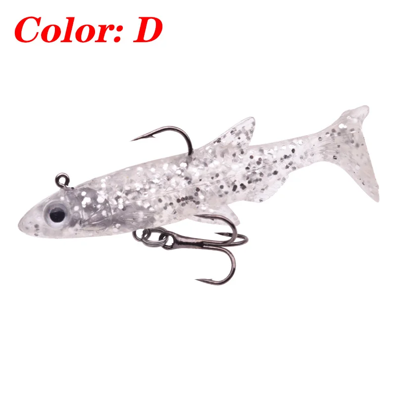 1PCS Small T Tail Soft Bait 50mm 3.5g Jig Head Silicone Swimbaits Artificial Bionics Fishing Lure Wobblers for Shad Bass Pike