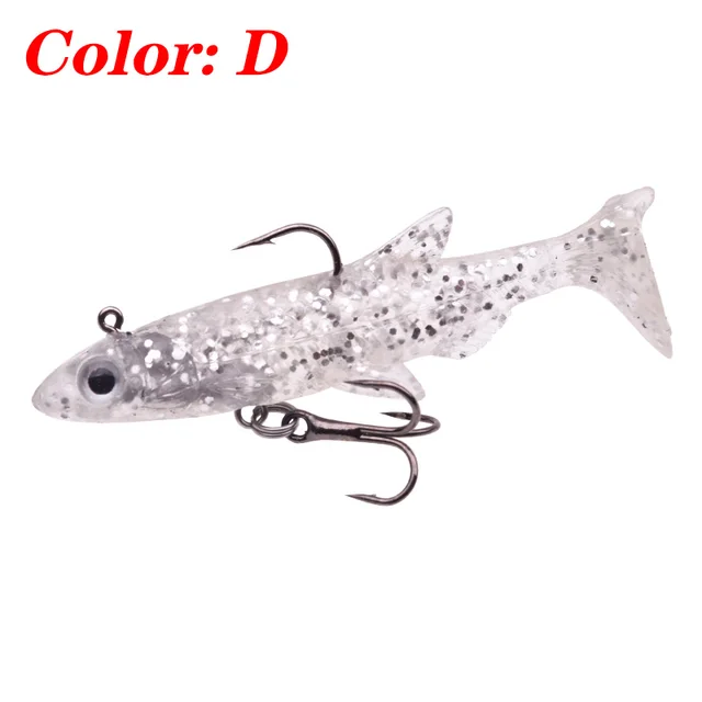 1PCS Small T Tail Soft Bait 50mm 3.5g Jig Head Silicone Swimbaits Artificial Bionics Fishing Lure Wobblers for Shad Bass Pike D