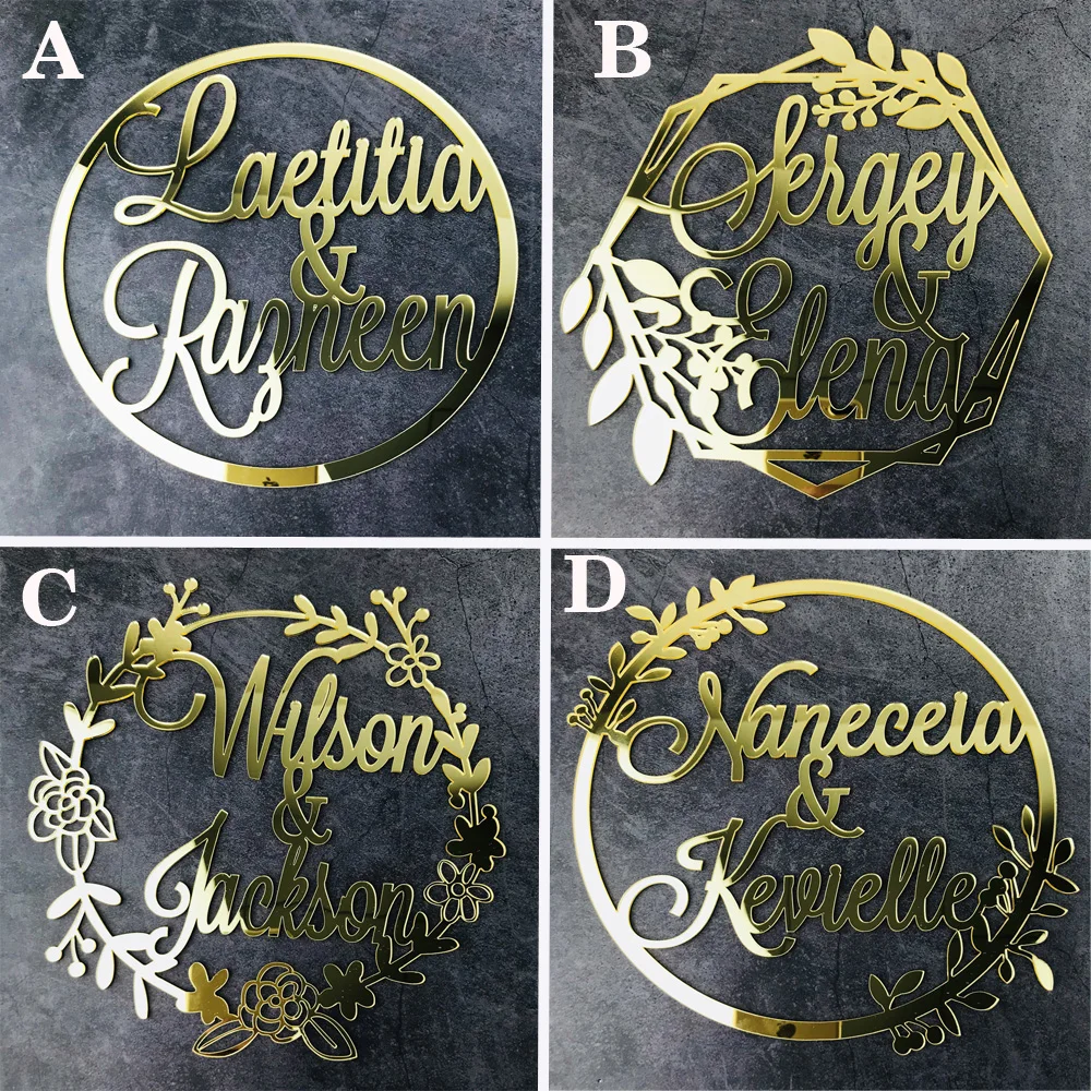 Description Picture 4 of itemPersonalized Bride And Groom Name Wedding Photo Props Mirror Gold Acrylic Birthday Decoration Unique Party Gifts Photobooth Prop