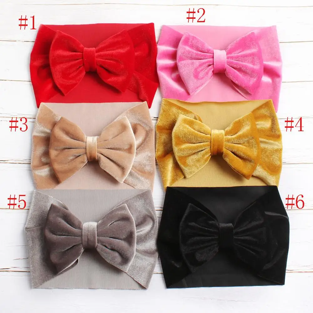 Bulk 24pc/lot Newborn Velvet Hair Bow Headband,kids girls Wide Turban Headbands Baby Head wraps gift Christmas hair accessories