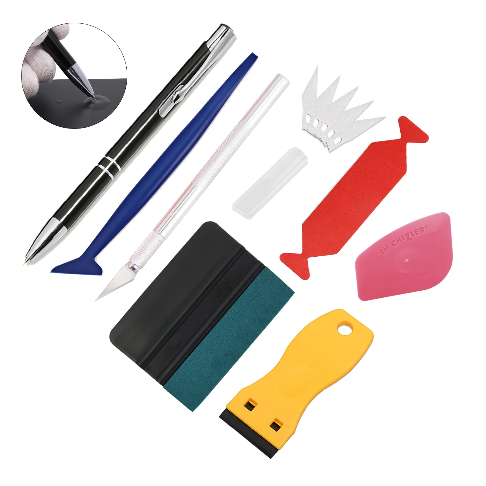 

EHDIS Car Wrap Vinyl Film Foil Tool Kit Edge Felt Scraper Sticker Cutter Magnet Handle Squeegee Window Tint Accessories Tool Set