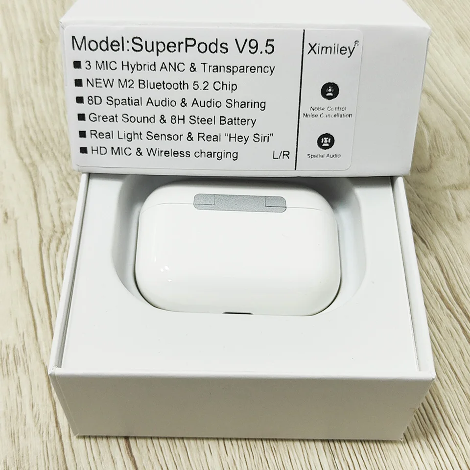 BEST VERSION SuperPods V9.5 V8.5 V6.5 ANC TWS Wireless Earphones Super Bass Bluetooth Earbuds Real 8H Battery Gyro Spatial Audio |