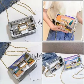 

New Women PVC Transparent Clear Shoulder Bag Tote Jelly Purse Wallets Handbag US