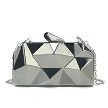 Новая модная женская вечерняя сумочка качественная дизайнерская Геометрическая металлическая клатч вечерние Свадебная цепочка сумочка