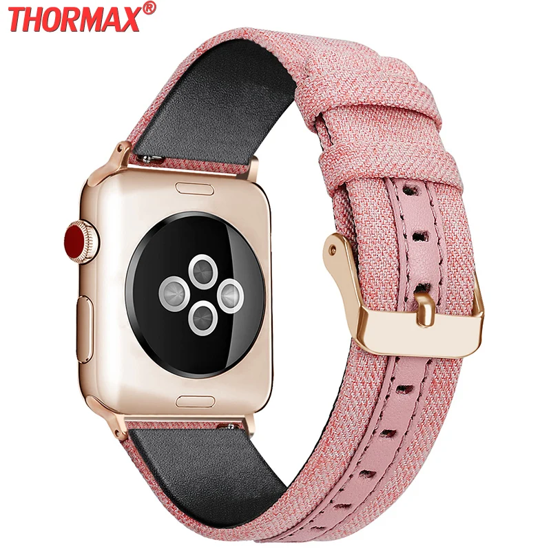 

Leather Fabric Nylon Strap for Apple Watch Bands Series 5 4 3 2 Wristband Compatible For iwatch 38mm 42mm 40mm 44mm New colorful