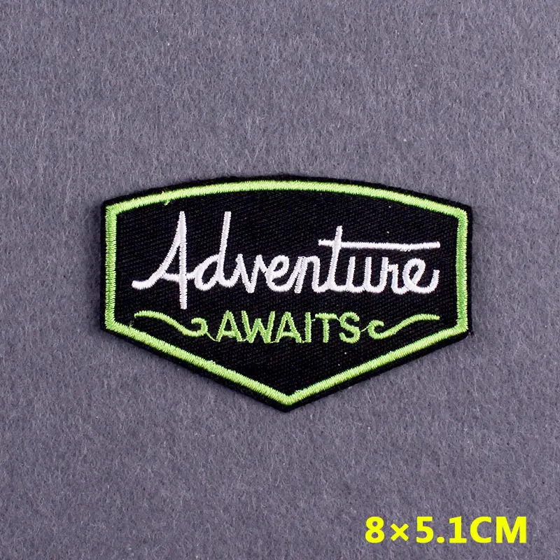 DIY Adventure Badges Surfing Camping Patch Iron On Patches On Clothes Wilderness Embroidered Patches For Clothing Stripes Decor 