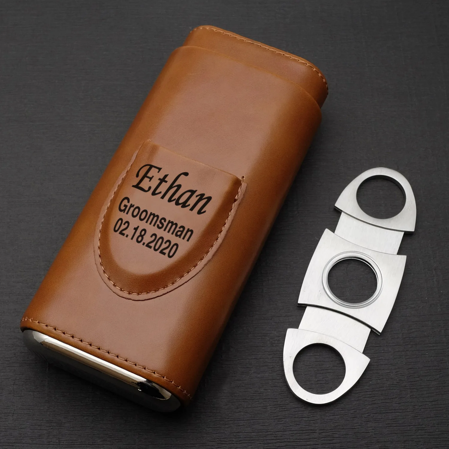 Cigar Case With Cutter Personalized Travel Cigar Case Engraved Cigar