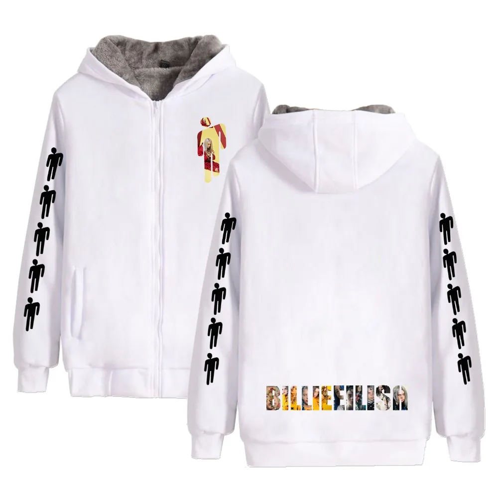 Billie Eilish модные популярные трендовые уличные новые флисовые толстовки для мужчин и женщин с молнией пуловер с капюшоном розовые толстовки