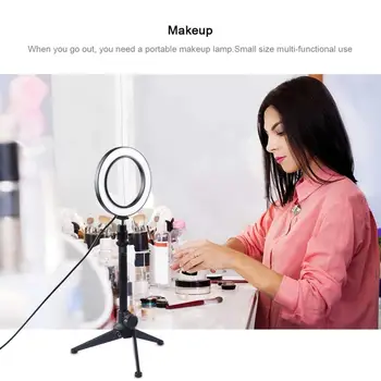 

4.7/3.6 Inch Selfie Light Mini LED Video Ring Light Lamp Dimmable 3 Lighting Modes USB Tripod Adjustable Ring Light Phone Holder
