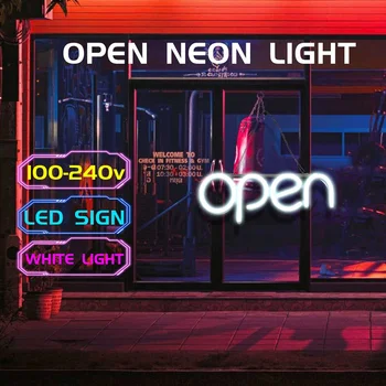 

OPEN Neon Sign Light Bar Pub Display Party Neon Bulb Home Room Wall Decoration 100-240V US Plug Advertising Commercial Lighting