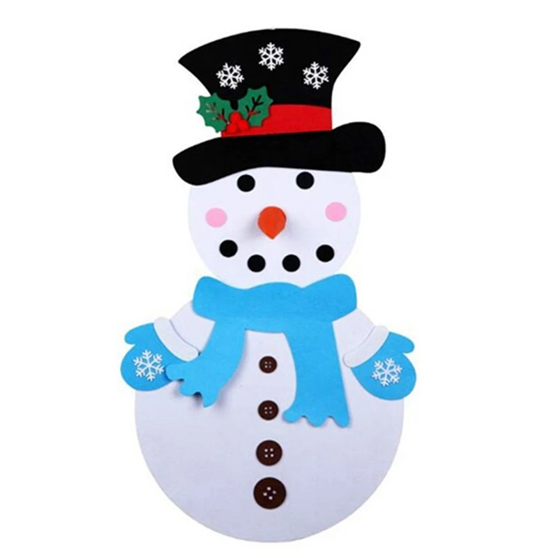 DIY Felt Christmas Tree Snowman with Ornaments Kids Toys Christmas Party Decoration New Year