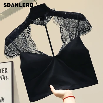 

Sexy Tops Women Slim Fit Nightclub Style Sexy Short Lace Shirt Bottoming Shirt Women's Inside and Outside Wear Fashion Tank Tpp