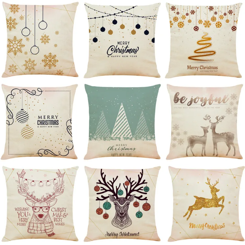 Рождественский декоративный чехол для подушки s, льняная наволочка для дивана и автомобиля, чехол для подушки, домашний декор