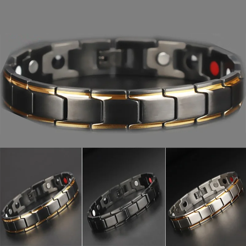 Magnetic Hematite Copper Bracelet Men's Health Bracelets with Hook Buckle Clasp Therapy Bangles Man Health Care Jewelry magnetic slimming bracelet