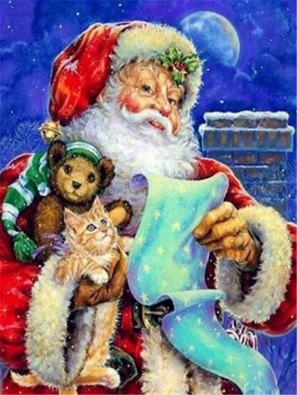

Santa Diamond Painting Cross Stitch Christmas Tree DIY Diamond Embroiderey 5D Rhinestone Mosaic Christmas Decorations for Home