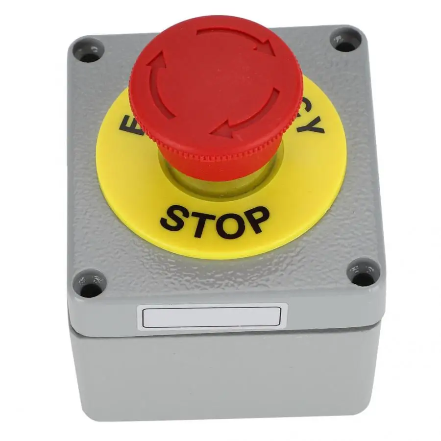 Switch Box 1 Button Emergency Stop Control Operation Box IP66 Dustproof Waterproof 80x75x60 Button Box