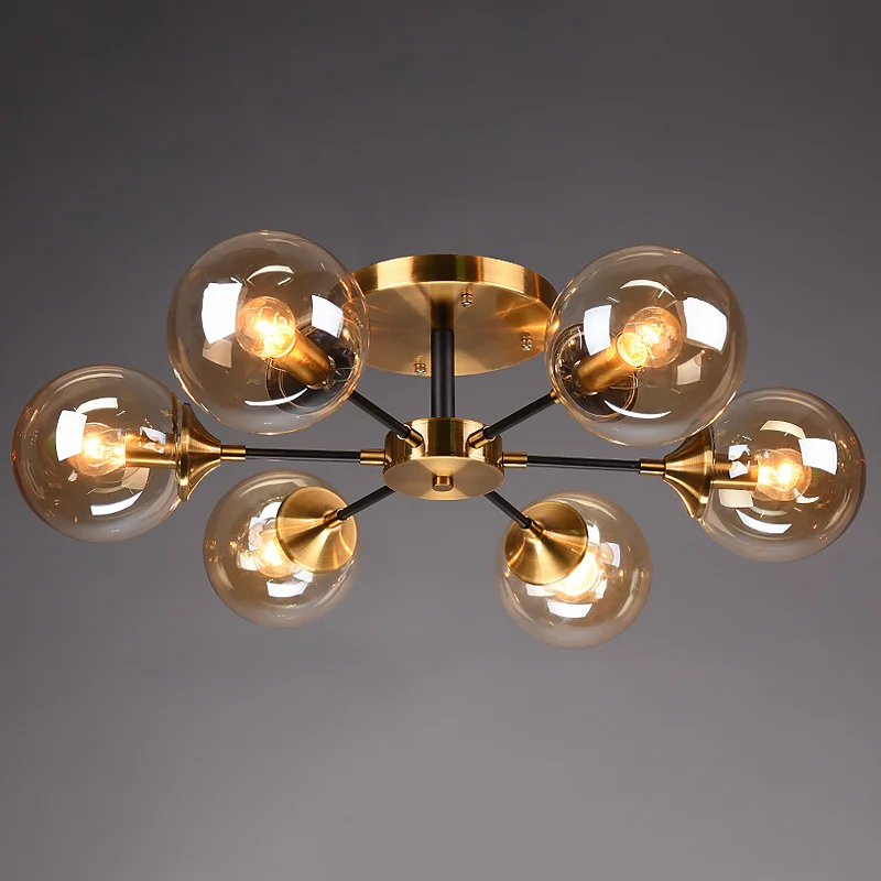 

Nordic Simple LED Chandelier Ceiling Dining Living Room Glass Ball Luxury Hanging Lamp Postmodern Bedroom Designer Deco Fixtures