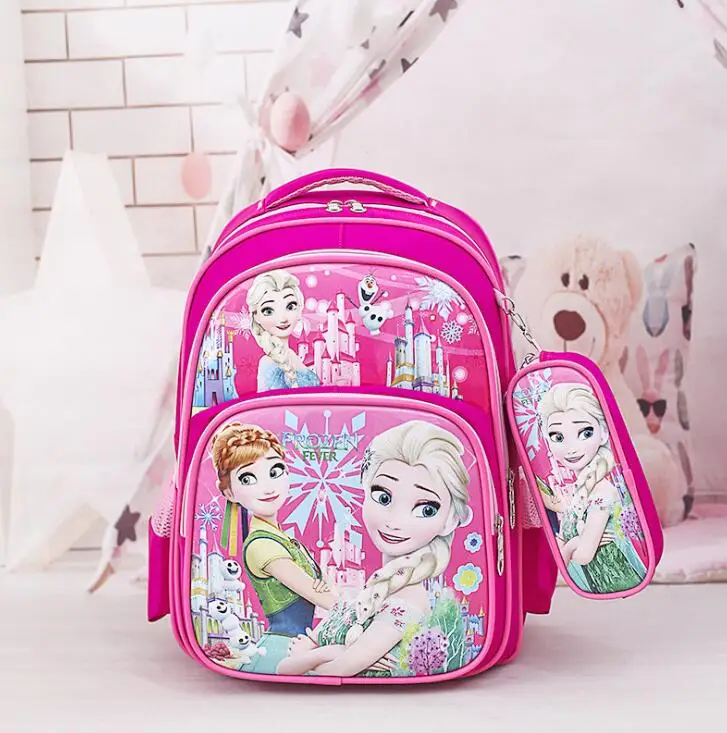 Mochila de princesa de Disney para niña, Bolsa Escolar de Elsa, Reina de la nieve de Frozen, para estudiantes de primaria, viaje al aire libre, almacenamiento ligero para niños