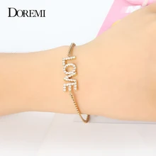 DOREMI браслет с хрустальной подвеской для женщин ребенок Iced Out циркония браслеты номер браслет на заказ с именами Начальная буква