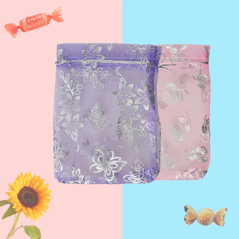 ABUI-100pcs, смешанный Подарочный мешочек из органзы, Свадебный шарик, конфетные подарочные пакеты