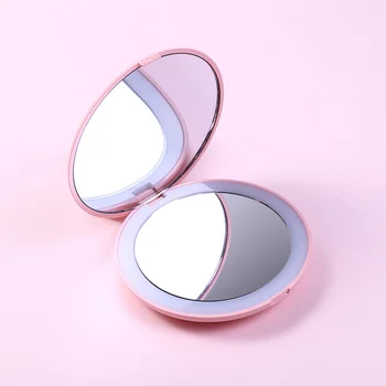 

LED Compact Lighted Makeup Hand Small Round Pocket travel Mirror-3x Magnifying Portable Flap Mirrors 2019 new