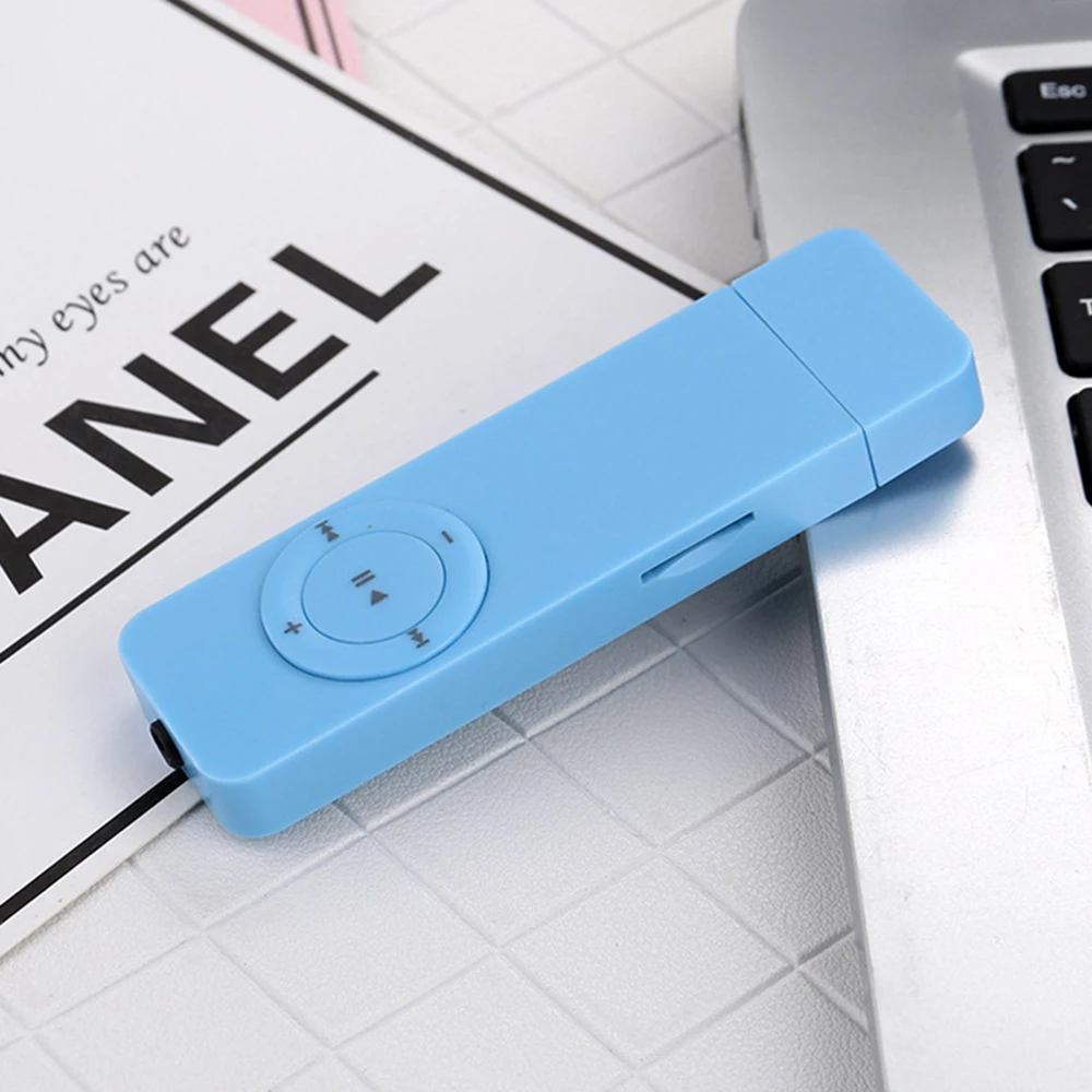 Синий Mp3 player USB In-line Portable Strip Sport Lossless Sound Music Media MP3 Player Support Micro TF Card - Цвет: Синий