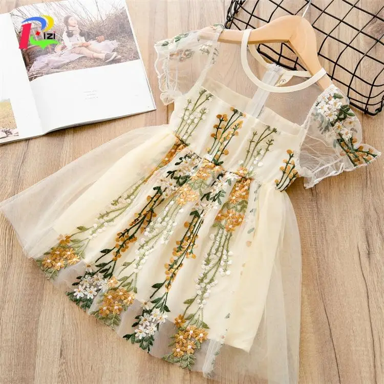 

Summer Flower Girls Dresses Wedding Girls 6 Years Embroidery Lace Gown Princess Dress Tulle Kids Elegant girls dr