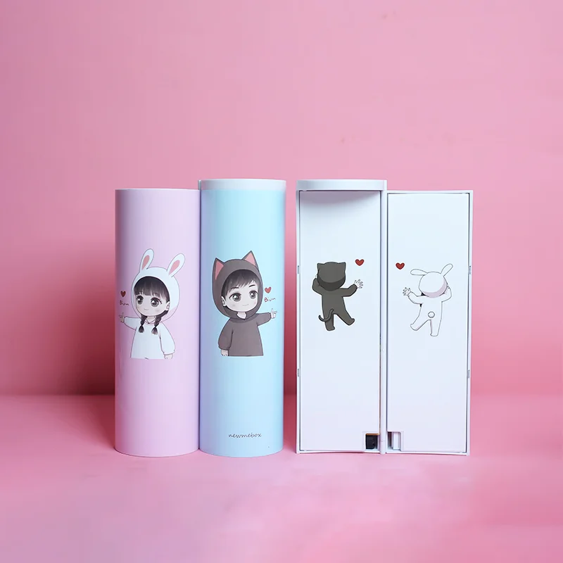 Cute boys and girls Newmebox модные школьные пеналы Kawaii Канцелярские Коробки для девочек милые косметические коробки многофункциональные длинные стильные подарки - Цвет: Cute boys and girls