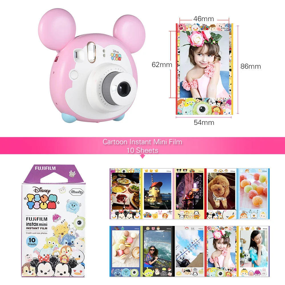 Белая пленка для Fuji Instax Mini TSUMTSUM мгновенная пленочная Камера с 10 других пленочных листов объектив для съемки крупным планом ремень авто замер зеркалом из нержавеющей стали