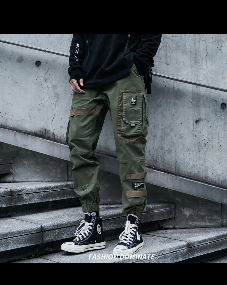 韓国人気ファッション[PORTA] STRAP CARGO PANTS Porstina - Elastic-Waist Detachable Zipped Buckled Cargo