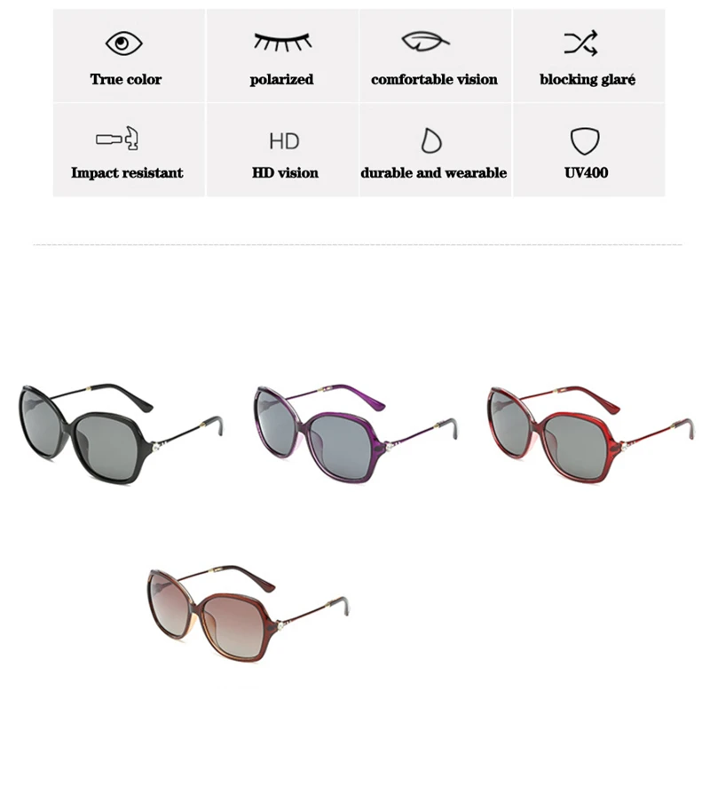 Big Box Polarized Sunglasses Women High Quality Plastic Frame Classic Brand Designer Sun Glasses For Driving Shades UV400