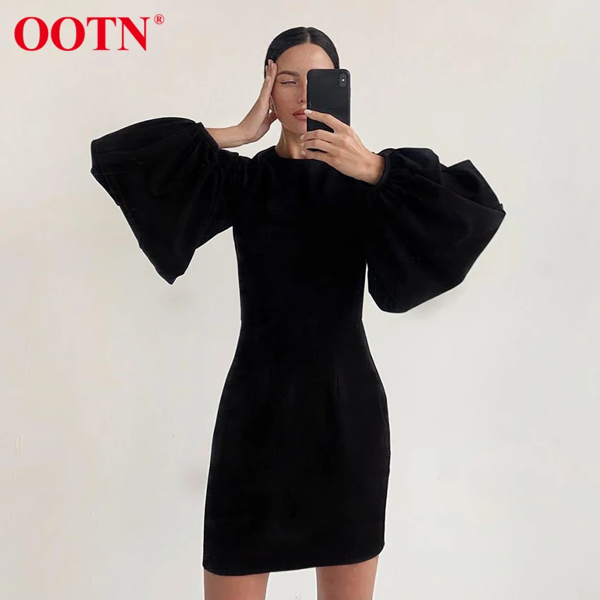 OOTN повседневное короткое платье с круглым вырезом женские осенние платья