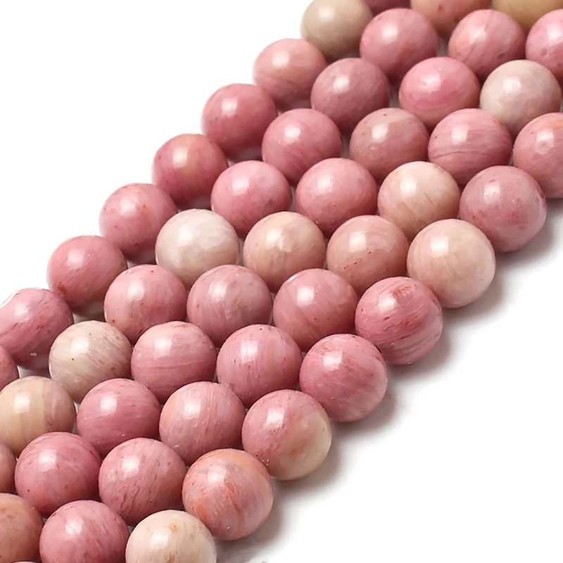 Cuentas De Rodonita Natural 4mm - 288 Piezas Para Joyería DIY | Color Rosa Oscuro