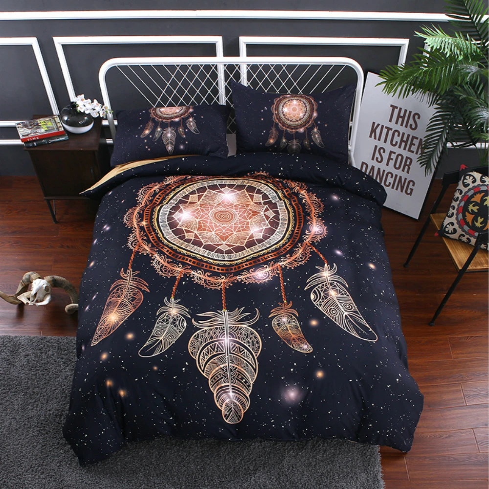 

Bedding Set 3D Printed Dream Catcher Queen King 4 Sizes Duvet Cover Set With Pillowcase 3Pcs Luxury Bedclothes Home Textile