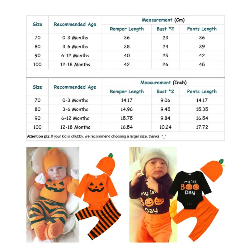 Halloween Costume Newborn Baby Boy Long Sleeve Romper Jumpsuit Pants Cap Baby Brother Clothes Festival Outfit Set