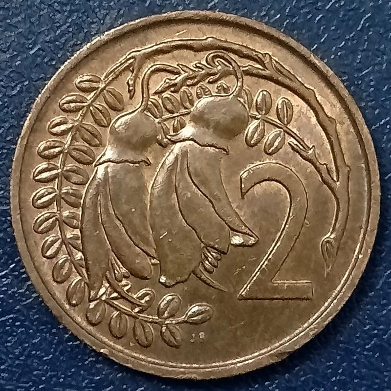 NewZealand2CentsCoin1960sOceania100OrigionalCoinsRandomYear