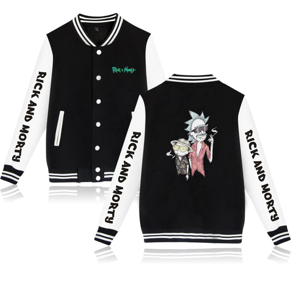 

2019 Animated sitcom Rick and Morty Rick Sanchez Morty Smith Print Baseball Sweatshirt Casual Baseball Jacket Men/Women Clothes