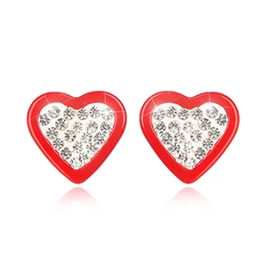 Red Heart Earring Шикарные серьги-гвоздики из керамики для мужчин и женщин, Роскошные Синие элегантные стильные квадратные серьги-гвоздики с микро кубическим цирконием, подарки - Окраска металла: Red Heart Earring