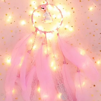 

DIY Pink Color Romantic Unicorn Dreamcatcher Night light Hanging Decorations Lamp Bedroom Led String Lamp Birthday Gift For Kid