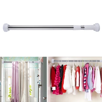 

NEW Stainless Steel Adjustable Bathroom Shower Curtain Rods Mental Voile Extendable Tension Telescopic Pole Rod Bedroom Kitchen
