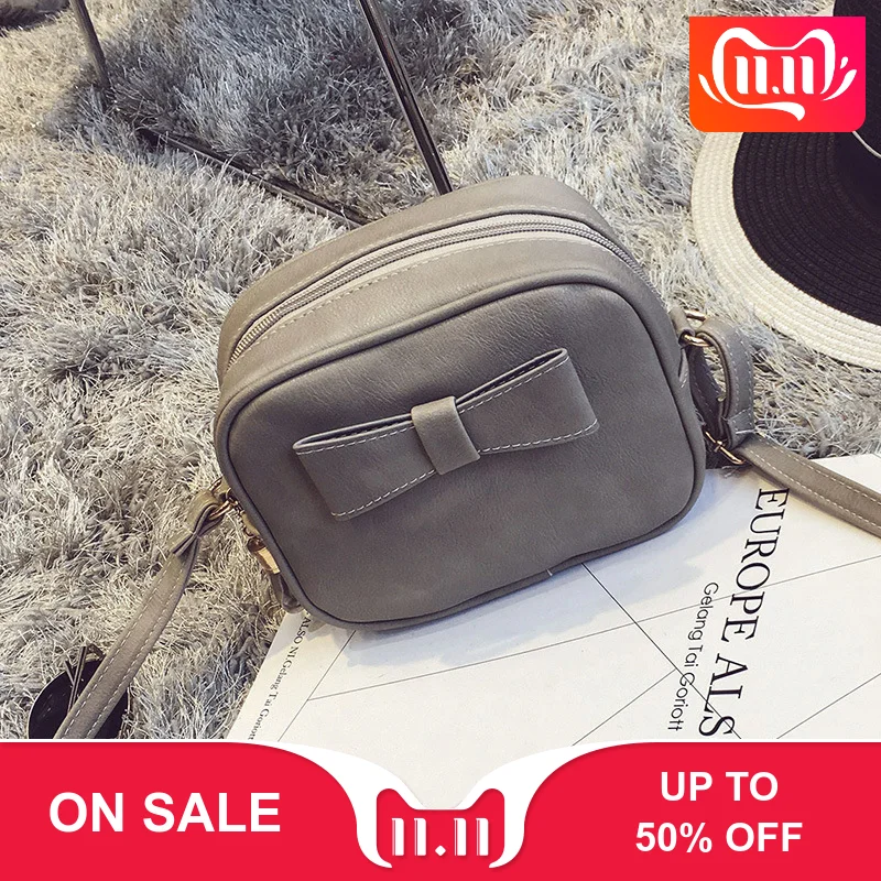 

Aliwood 2018 Bow tie Mini Ladies Shoulder Messenger Bags Leather Handbag Simple Fashion Flap Designer Small Women Crossbody Bags