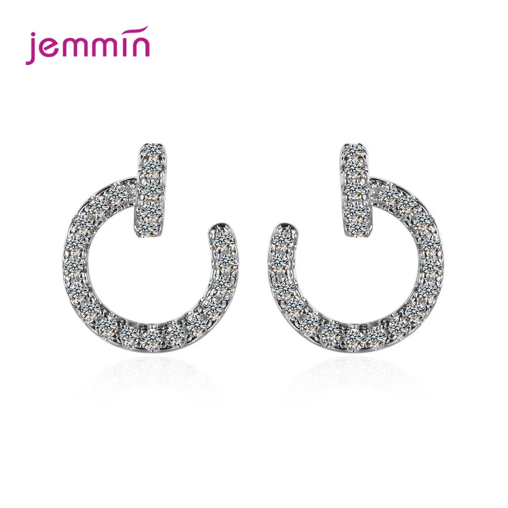 

Authentic 925 Silver Stud Earrings for Women Geometric Clear CZ Infinity Silver Earrings Wedding Engagement Jewelry