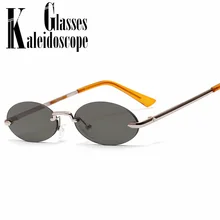 Овальные женские солнцезащитные очки без оправы, роскошные брендовые дизайнерские солнцезащитные очки 90 s, Модные Винтажные мужские очки, красные прозрачные зеркальные очки UV400