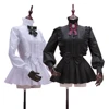Spring Women White Tops Vintage Victorian Ruffled Pleated Shirts Lantern Sleeve Female Gothic High Collar Blouse Lolita Costumes 1