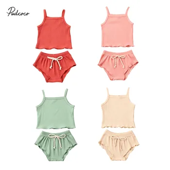 

Pudcoco USPS Fast Shipping 0-24M Toddler Baby Girl Summer Clothes Set Sleevelees Solid Top T-Shirt Hosen Shorts 2Pcs Outfit Sets
