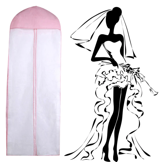 MISSLO Breathable Wedding Dress Garment Bag Zipper Pockets Handle Long Dress  Cover ProtectorLarge with Gusset Width 70